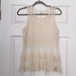 Cream Lace Overlay Tank